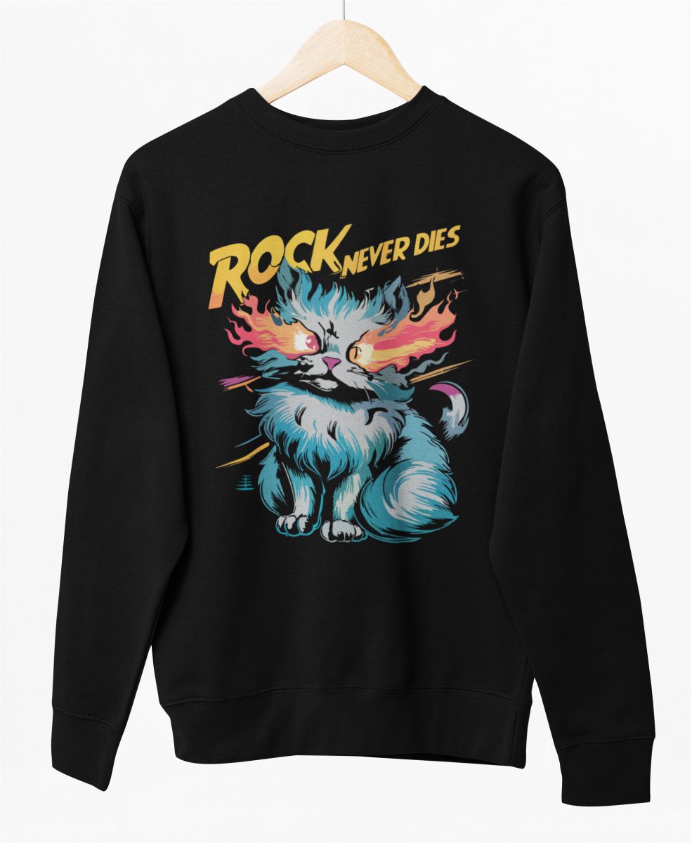 Čierny UNISEX pulóver „Rock never dies“