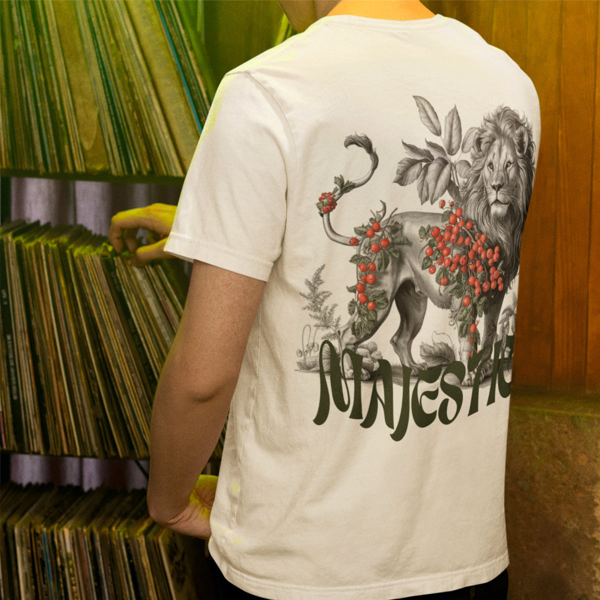 Biele UNISEX tričká s potlačou na chrbte „Majestátne“