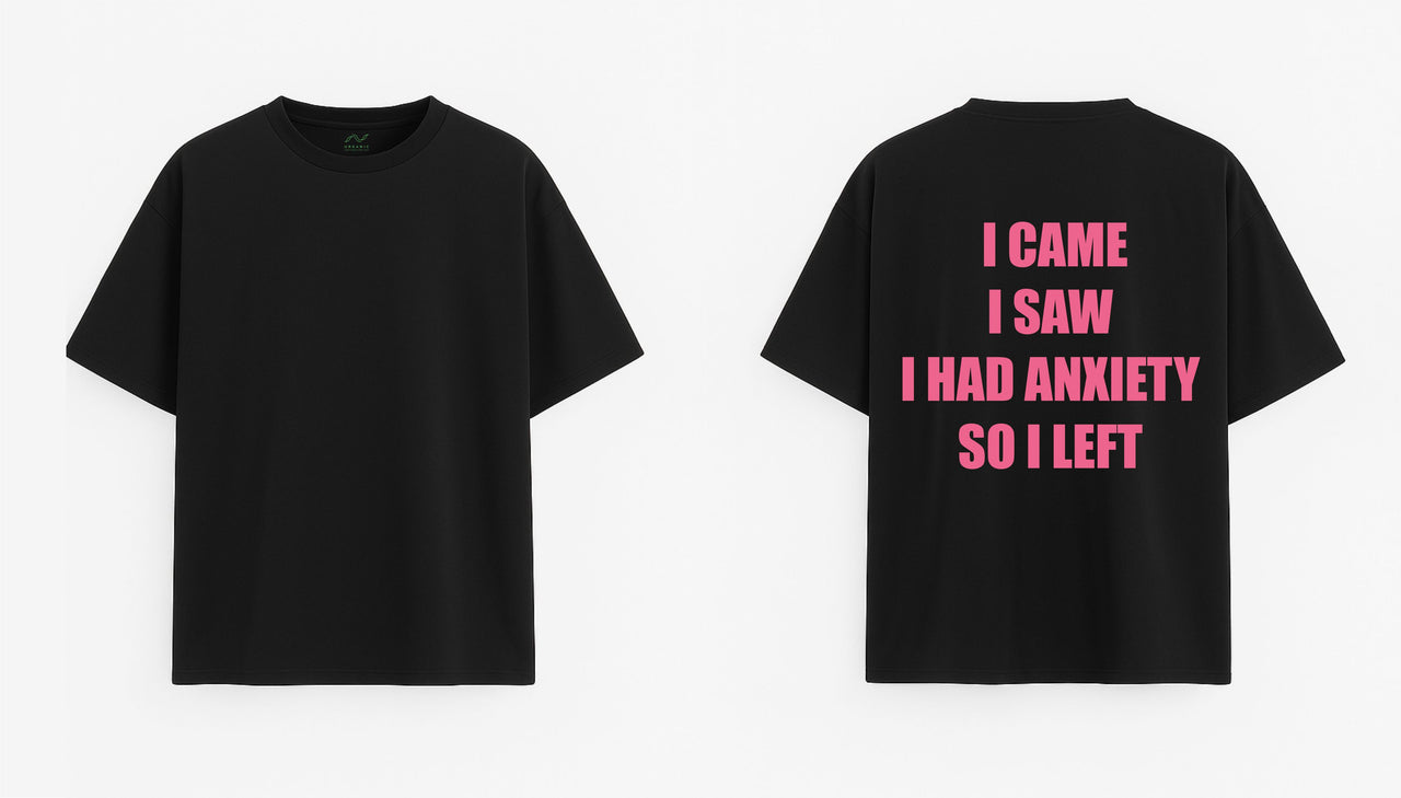 Oversized black T-shirt "Anxiety"