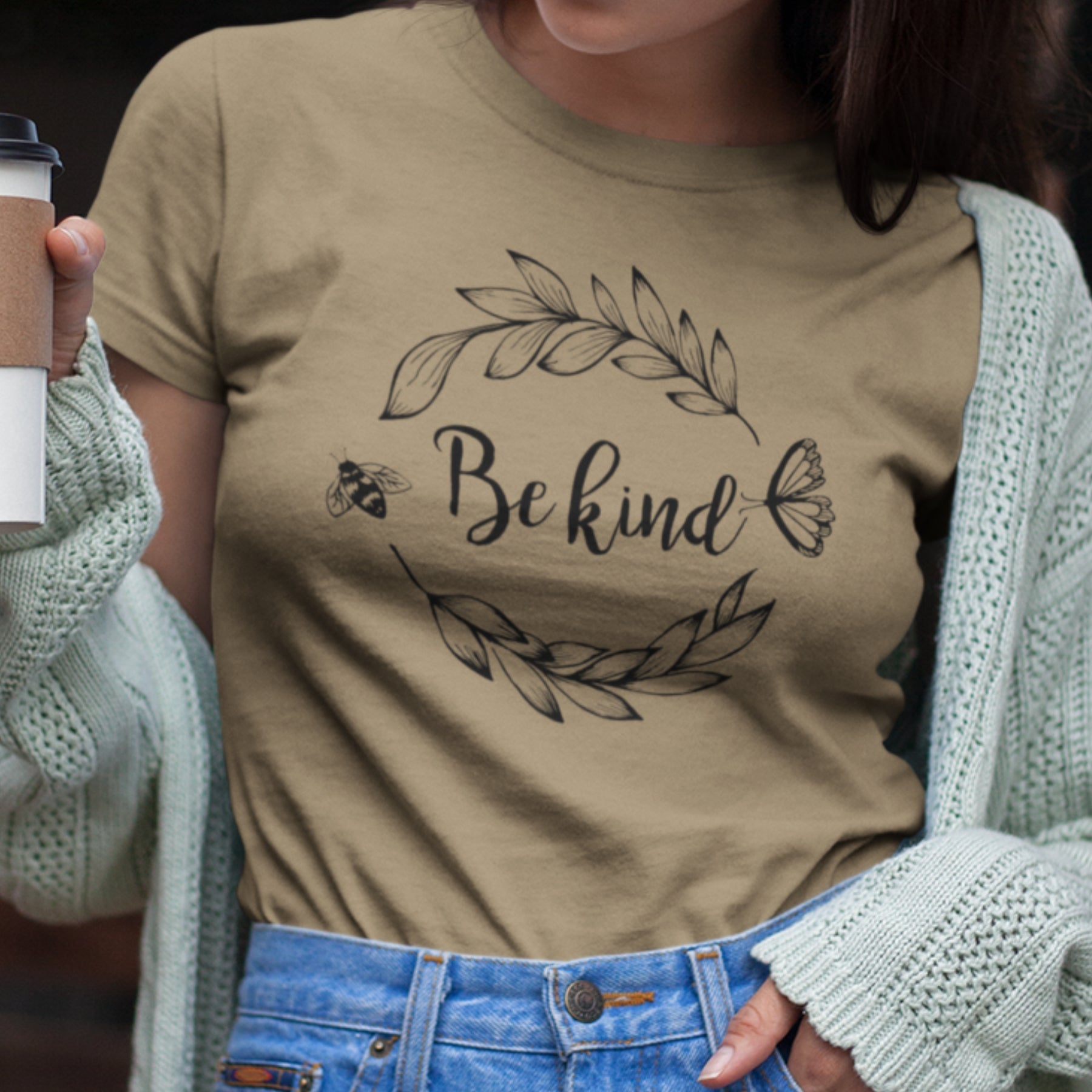 Khaki T-Shirt Sei freundlich