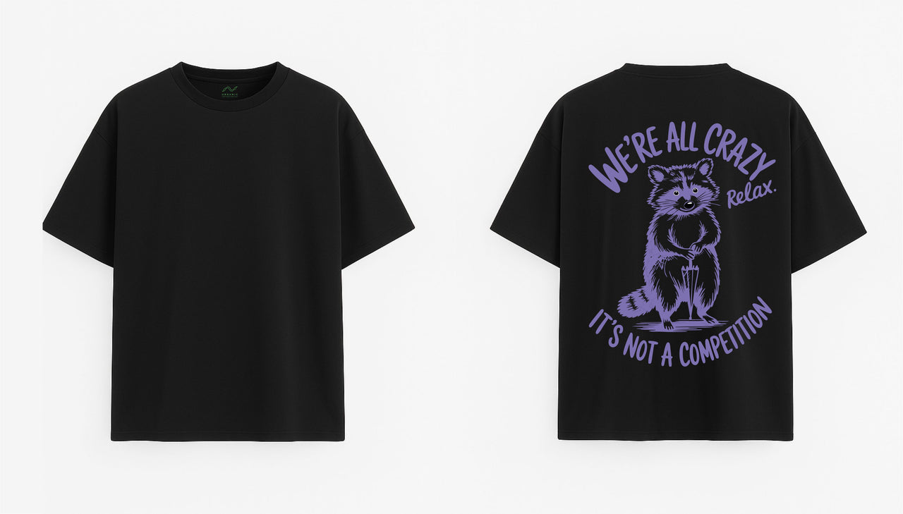 Oversized black T-shirt "Crazy"