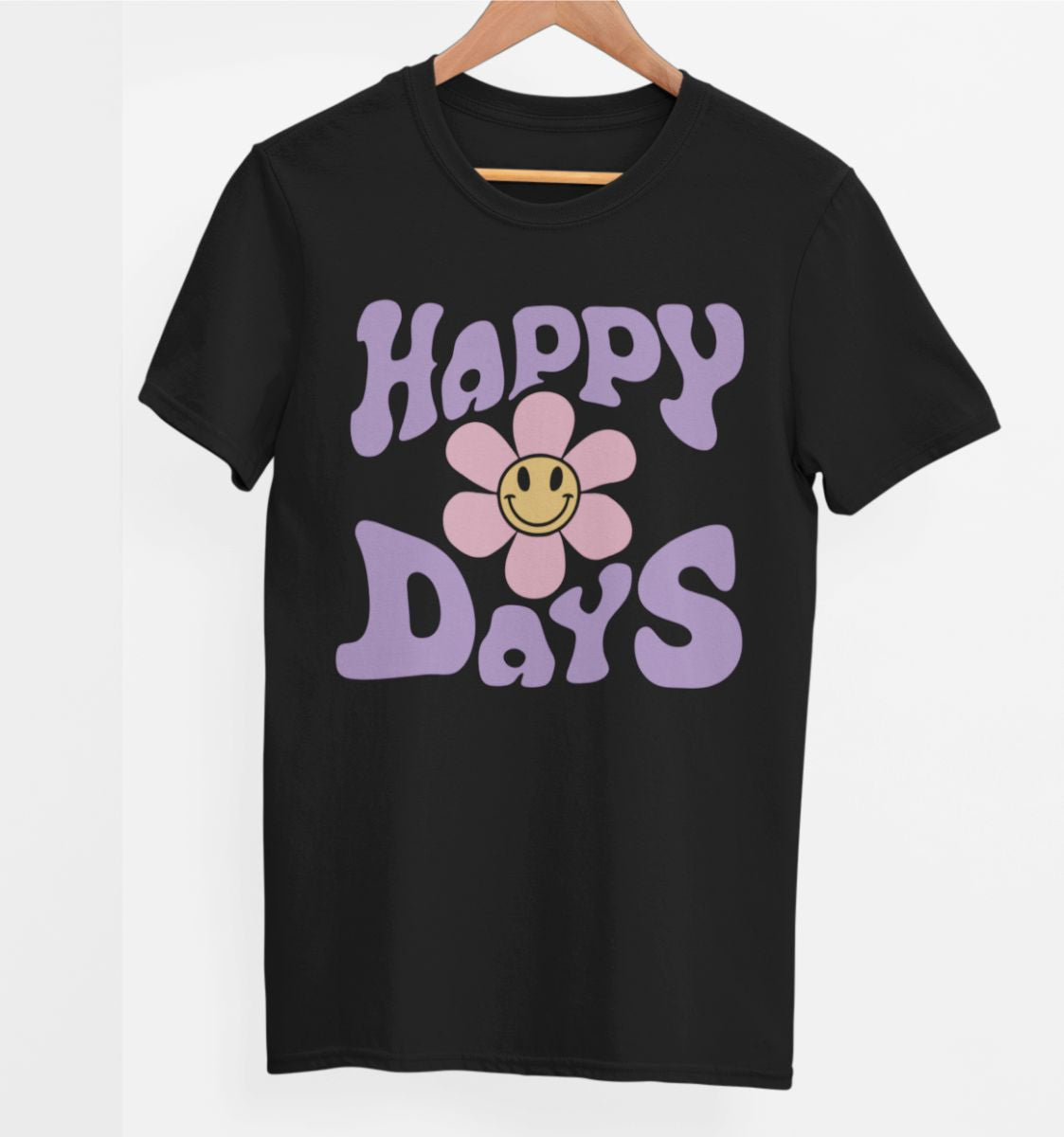 Čierne UNISEX tričko „Happy days“