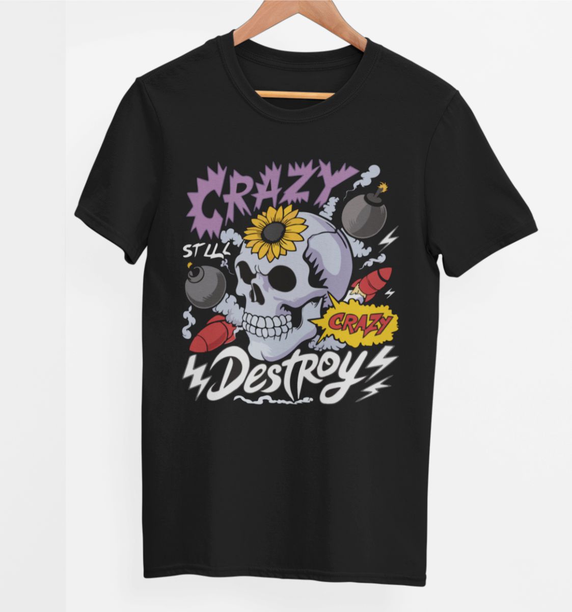 Čierne UNISEX tričko „Crazy destroy“