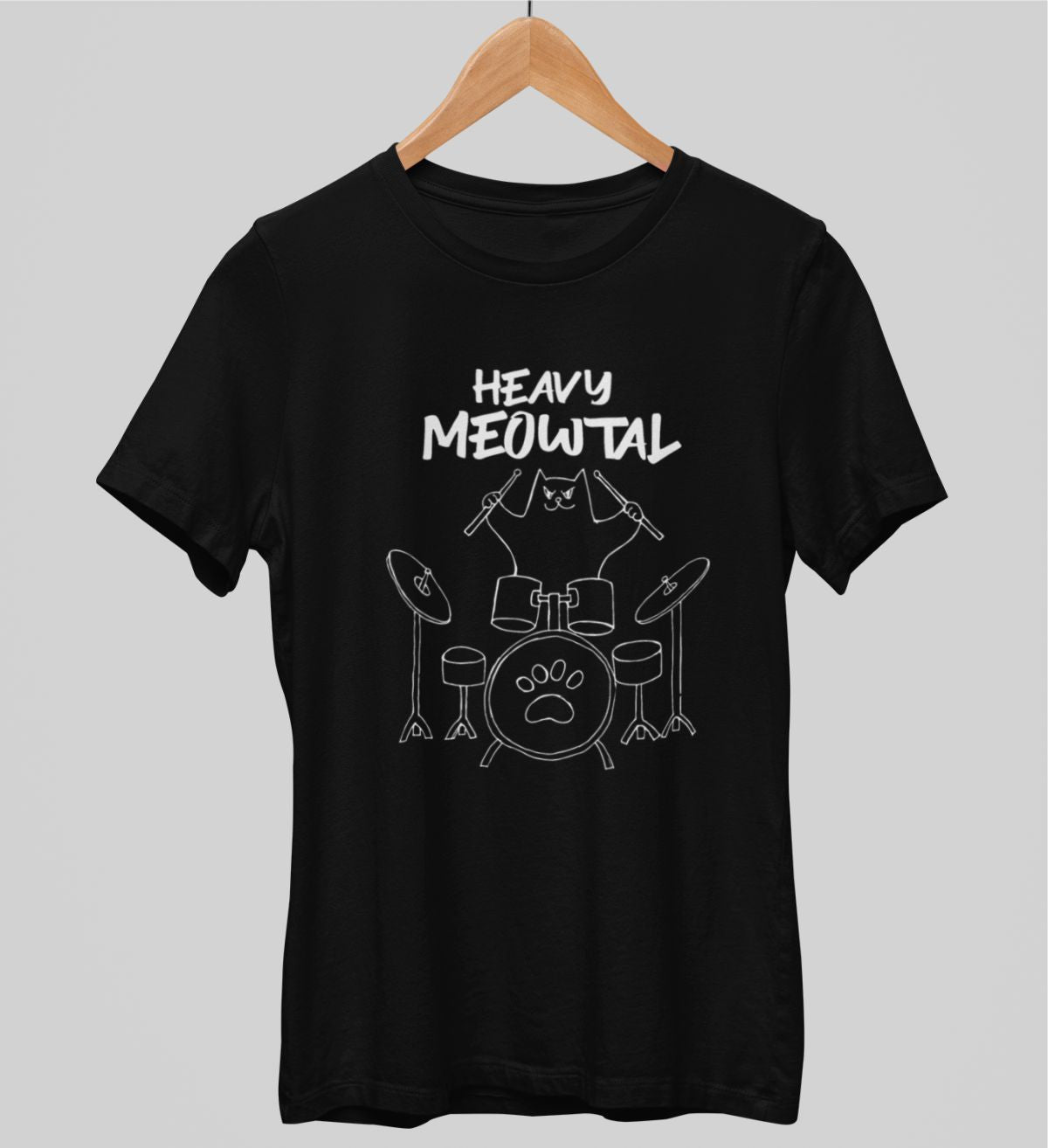 Čierne UNISEX tričko „Heavy Meowtal“