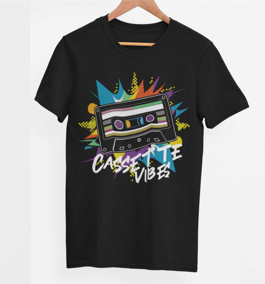 Schwarzes UNISEX T-Shirt „Cassette vibes“