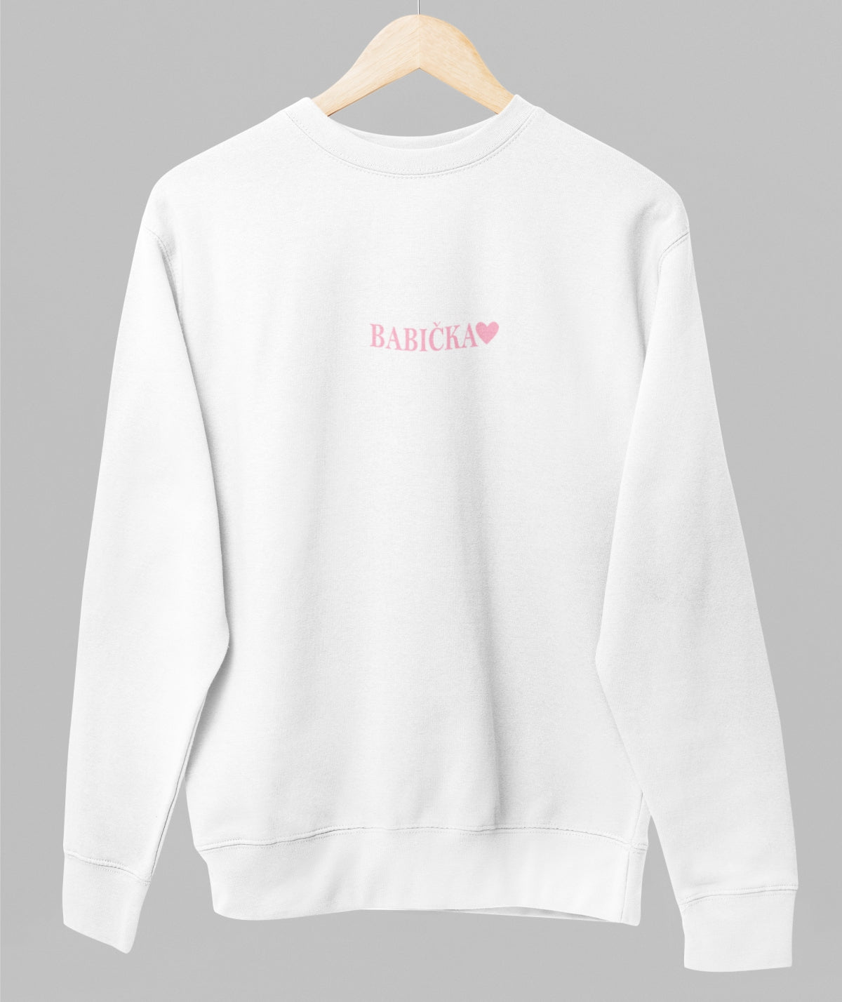 White unisex sweatshirt "Minimalistická babička"