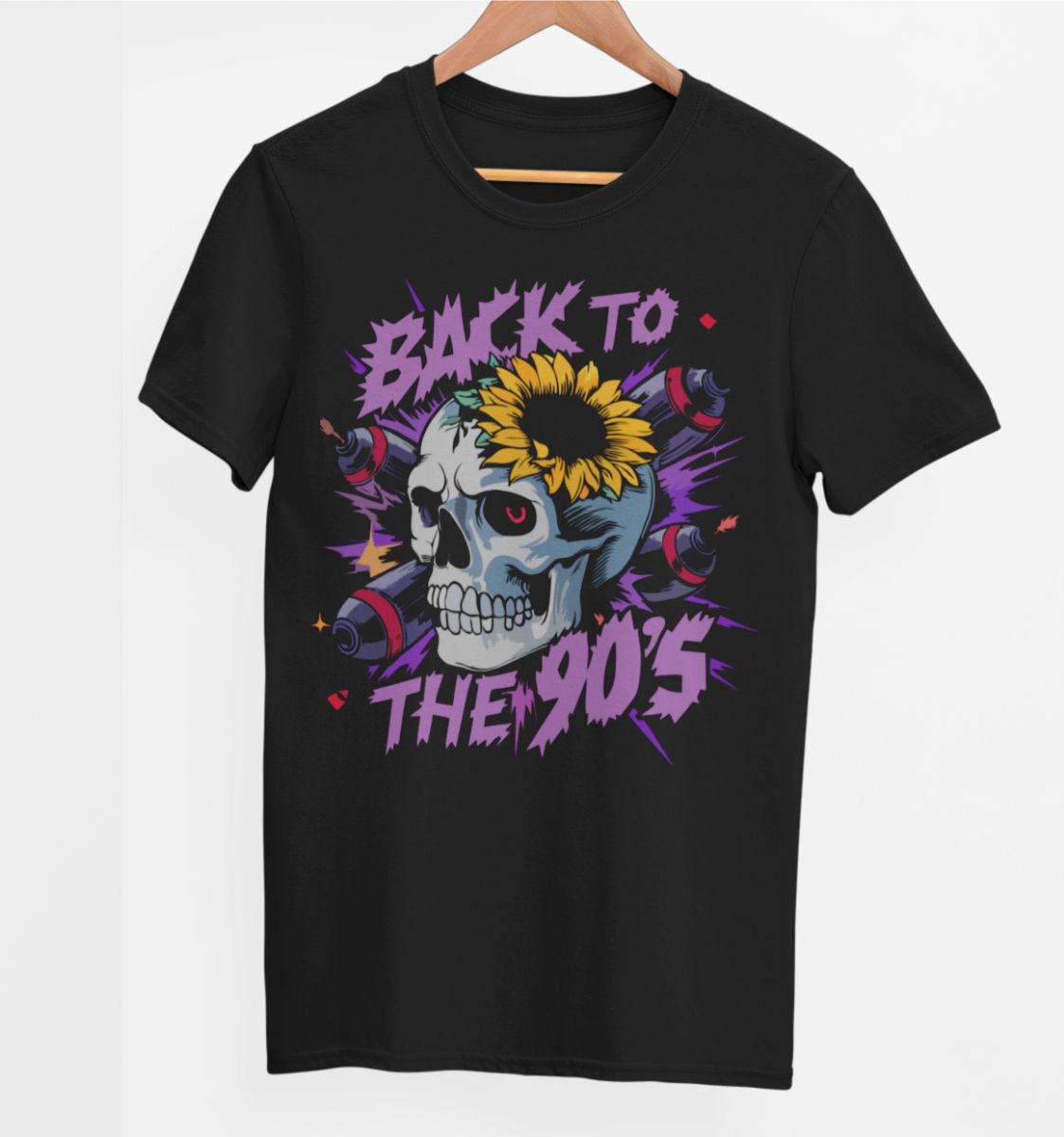 Schwarzes UNISEX T-Shirt „Back to the 90's“