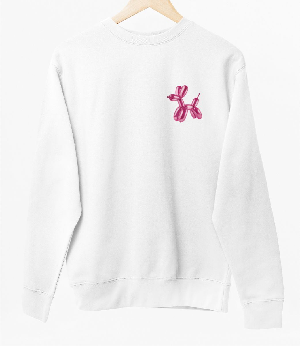 Biely UNISEX pulóver „Nafúknutý pes“