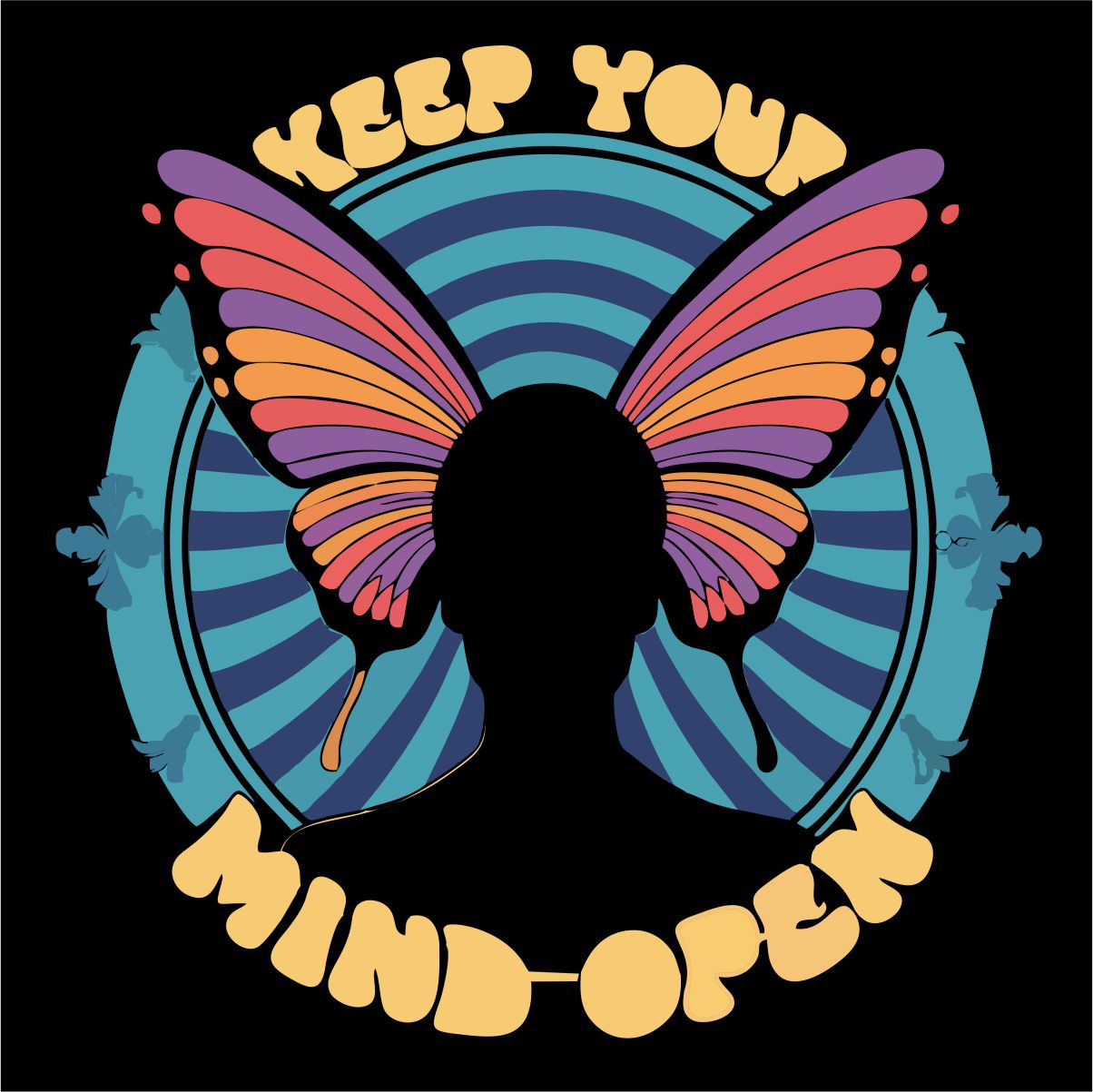 Čierny UNISEX pulóver „Keep your mind open“