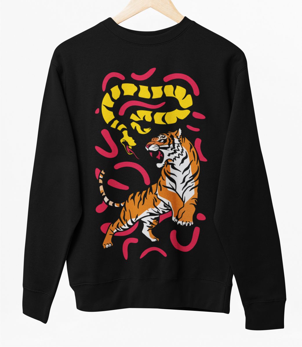 Čierny UNISEX pulóver „Tiger a had“