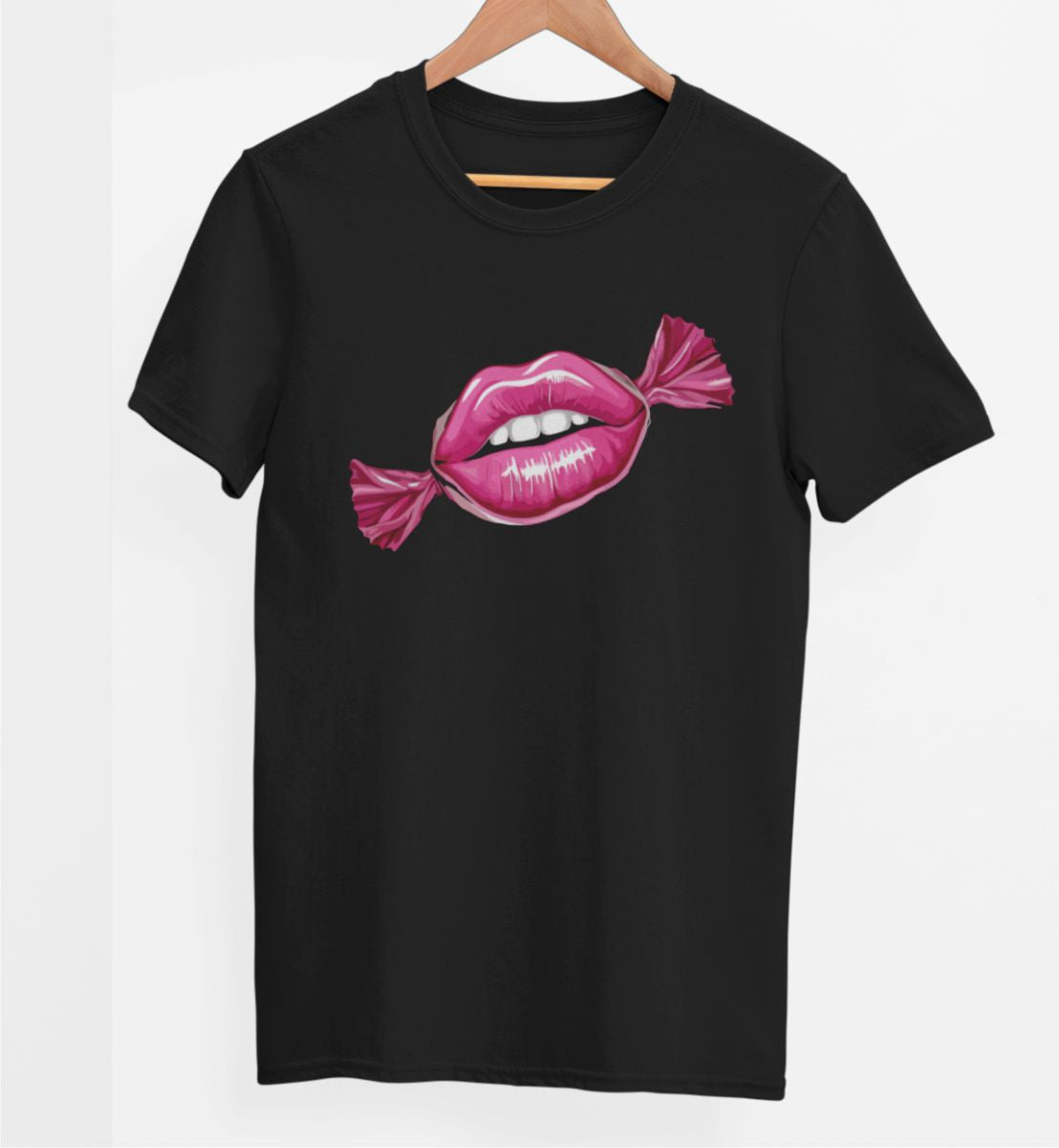 Čierne UNISEX tričko „Bozk ako cukrík“