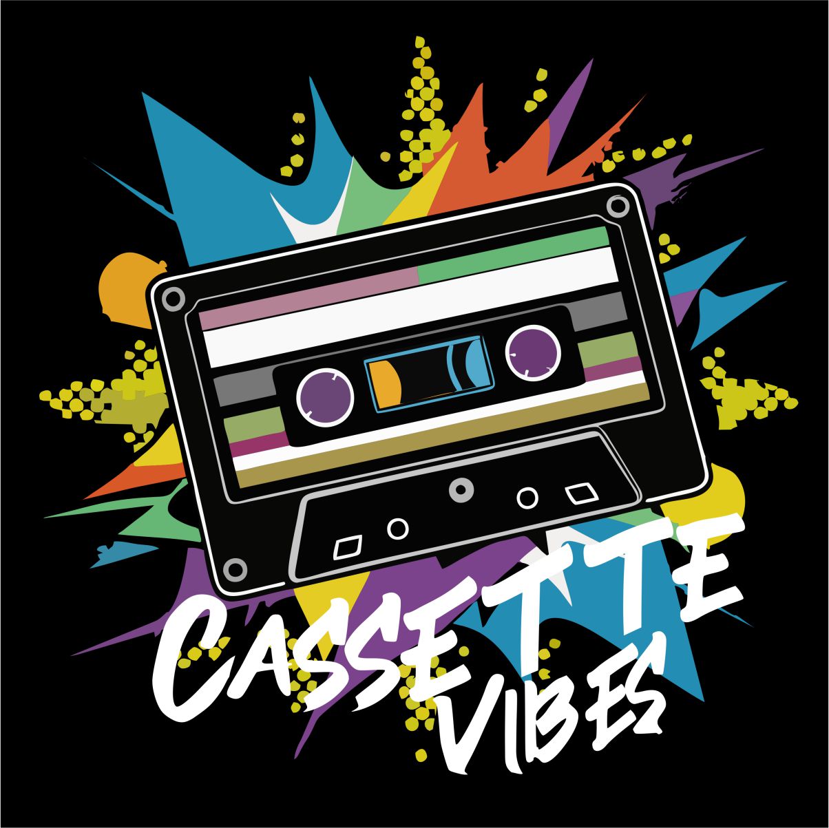 Čierne UNISEX tričko „Cassette vibes“