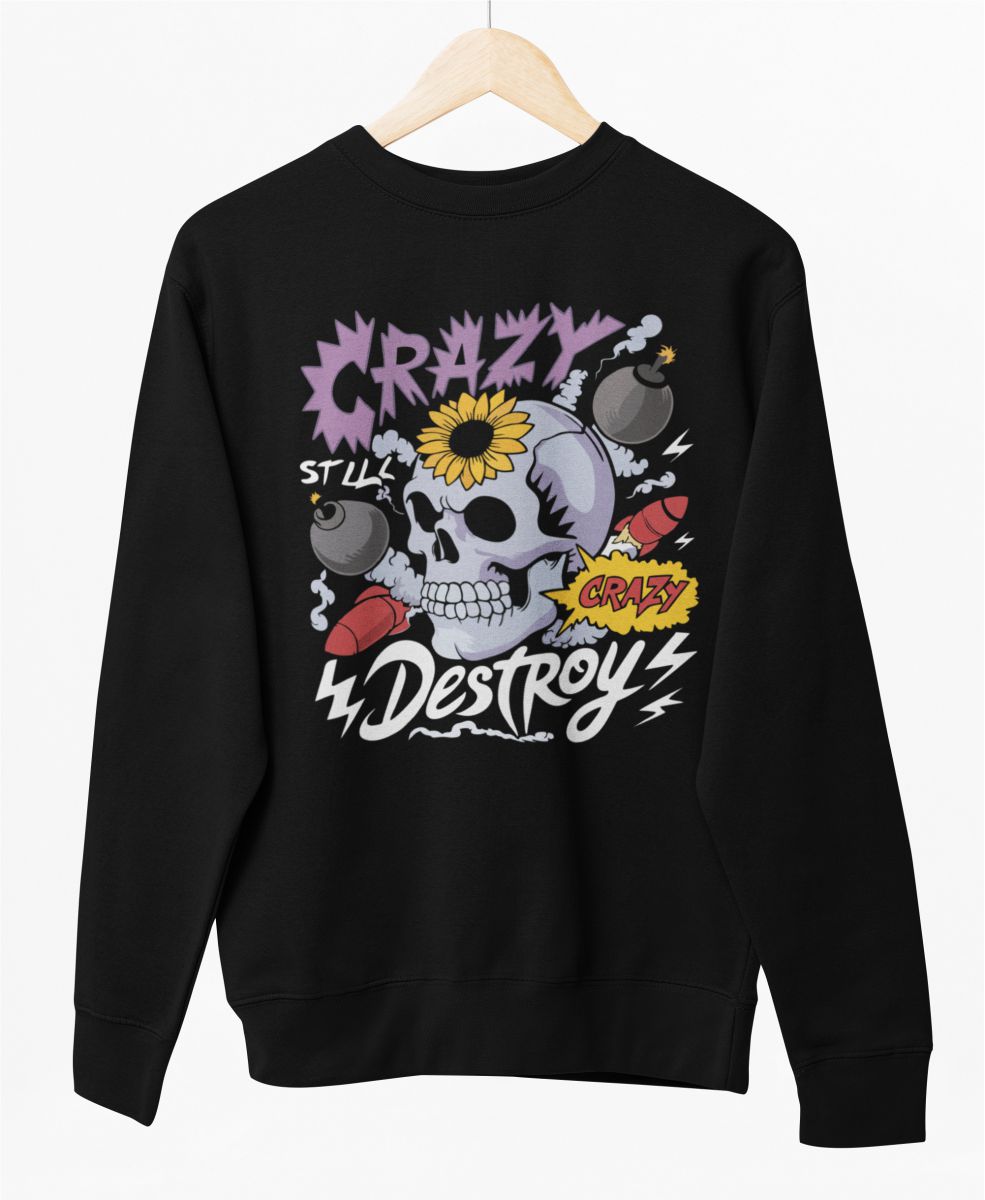 Čierny UNISEX pulóver „Crazy destroy“