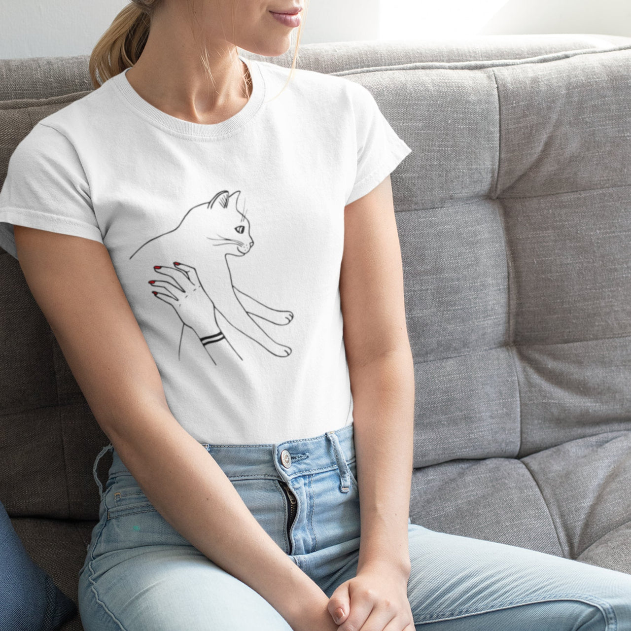 Biele UNISEX tričko „Mačka“