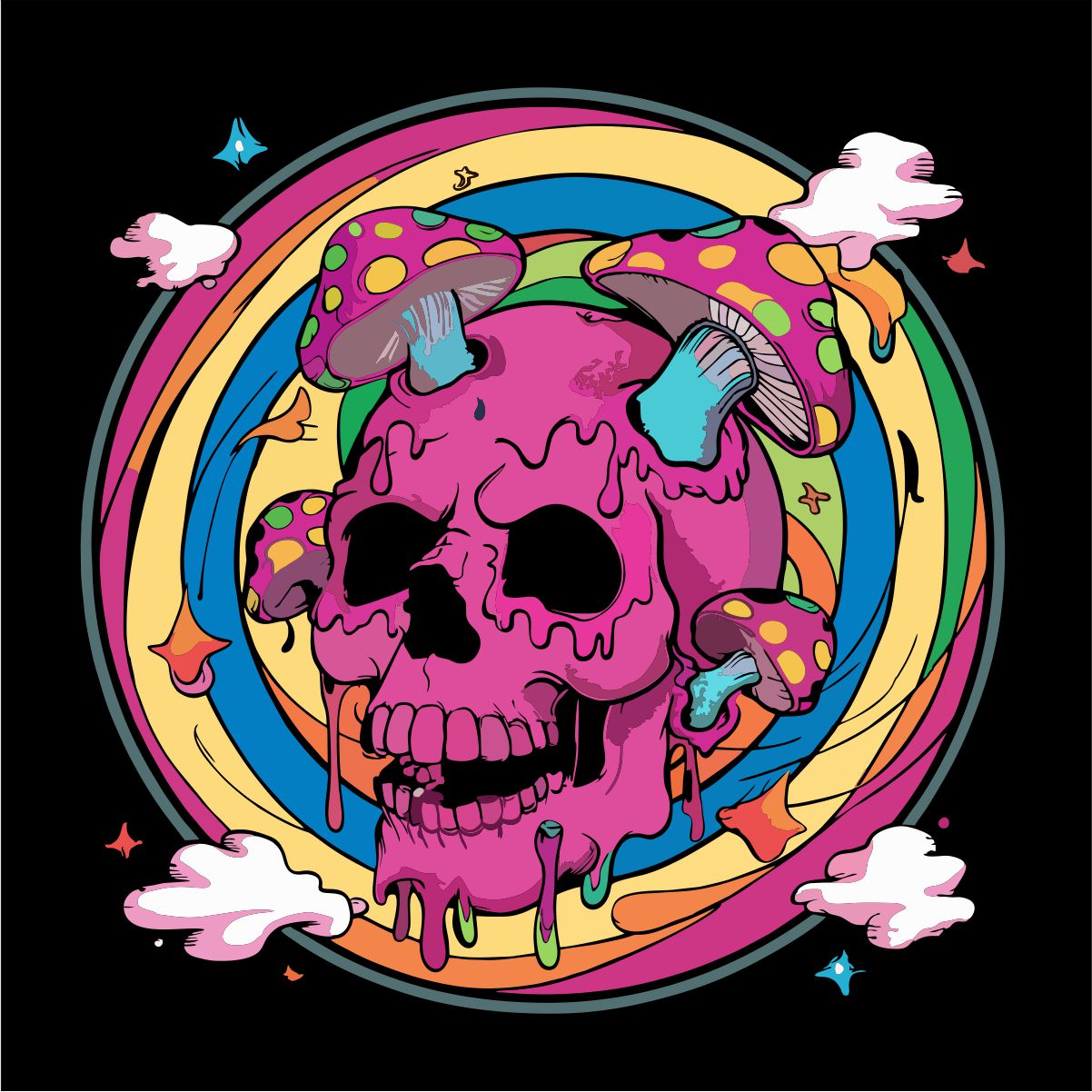 Schwarzer UNISEX Pullover "Rosa Himmel"