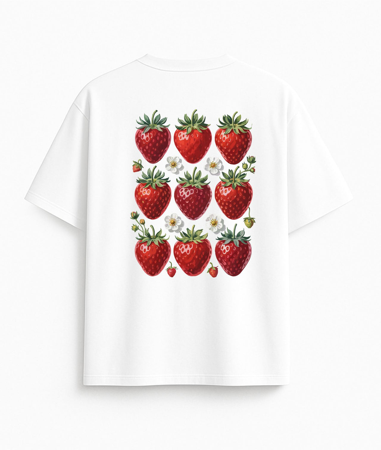 Oversized white T-shirt "Strawberries"