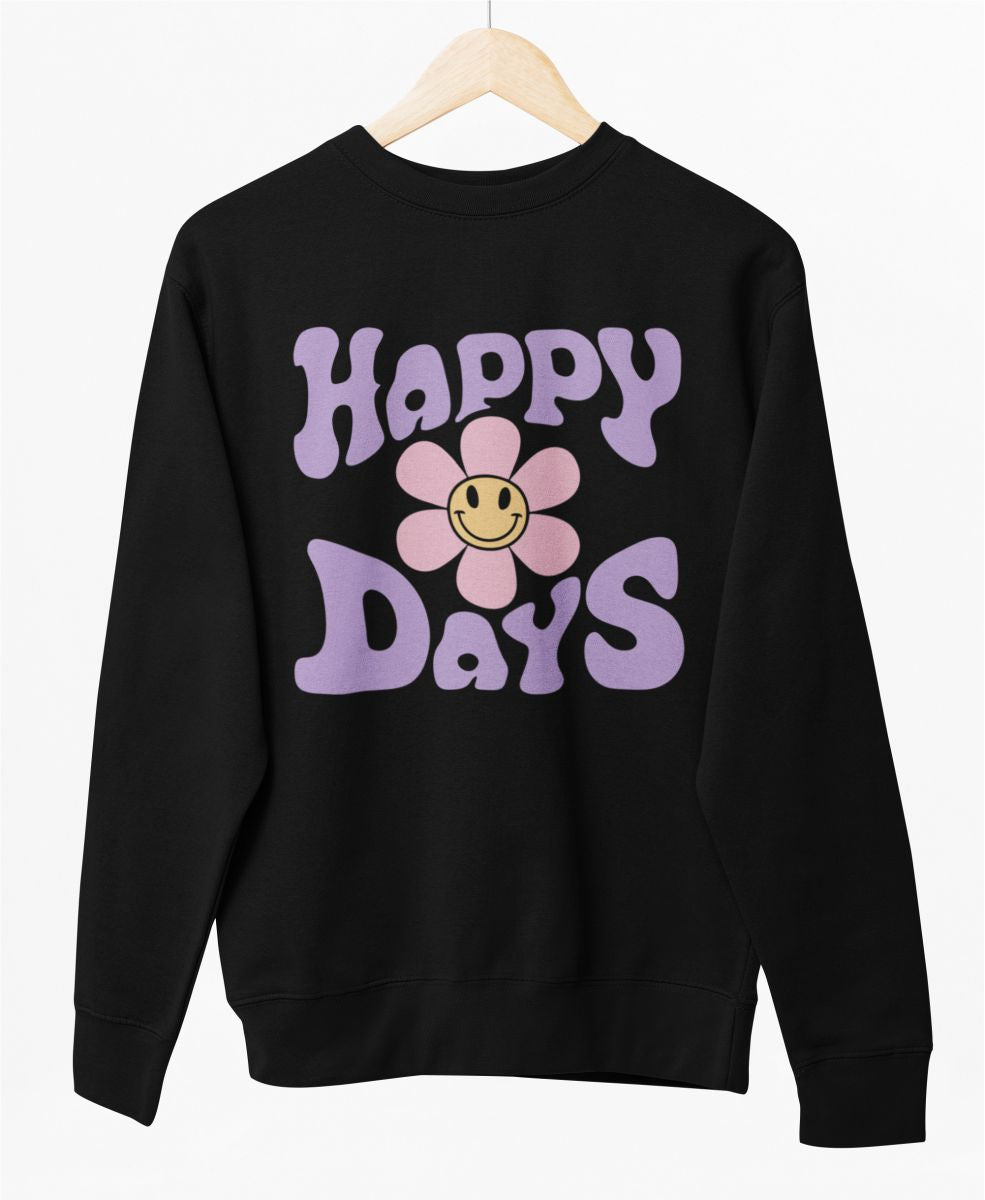 Čierny UNISEX pulóver „Happy days“