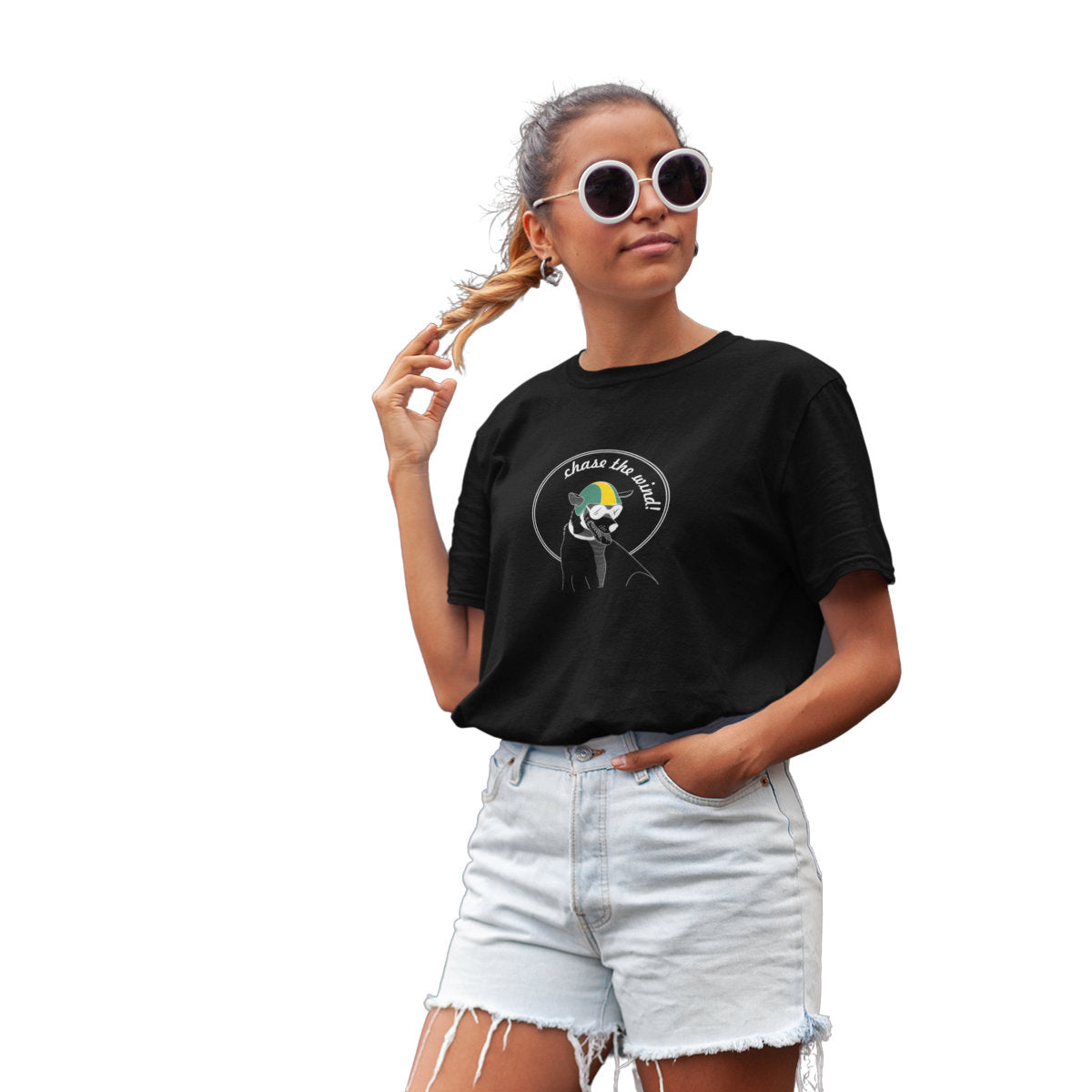 Black T-shirt Chase the wind