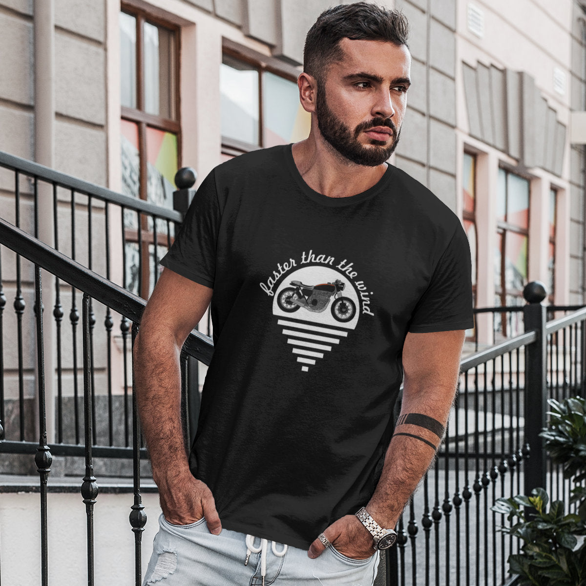 Black T-shirt Faster than the wind