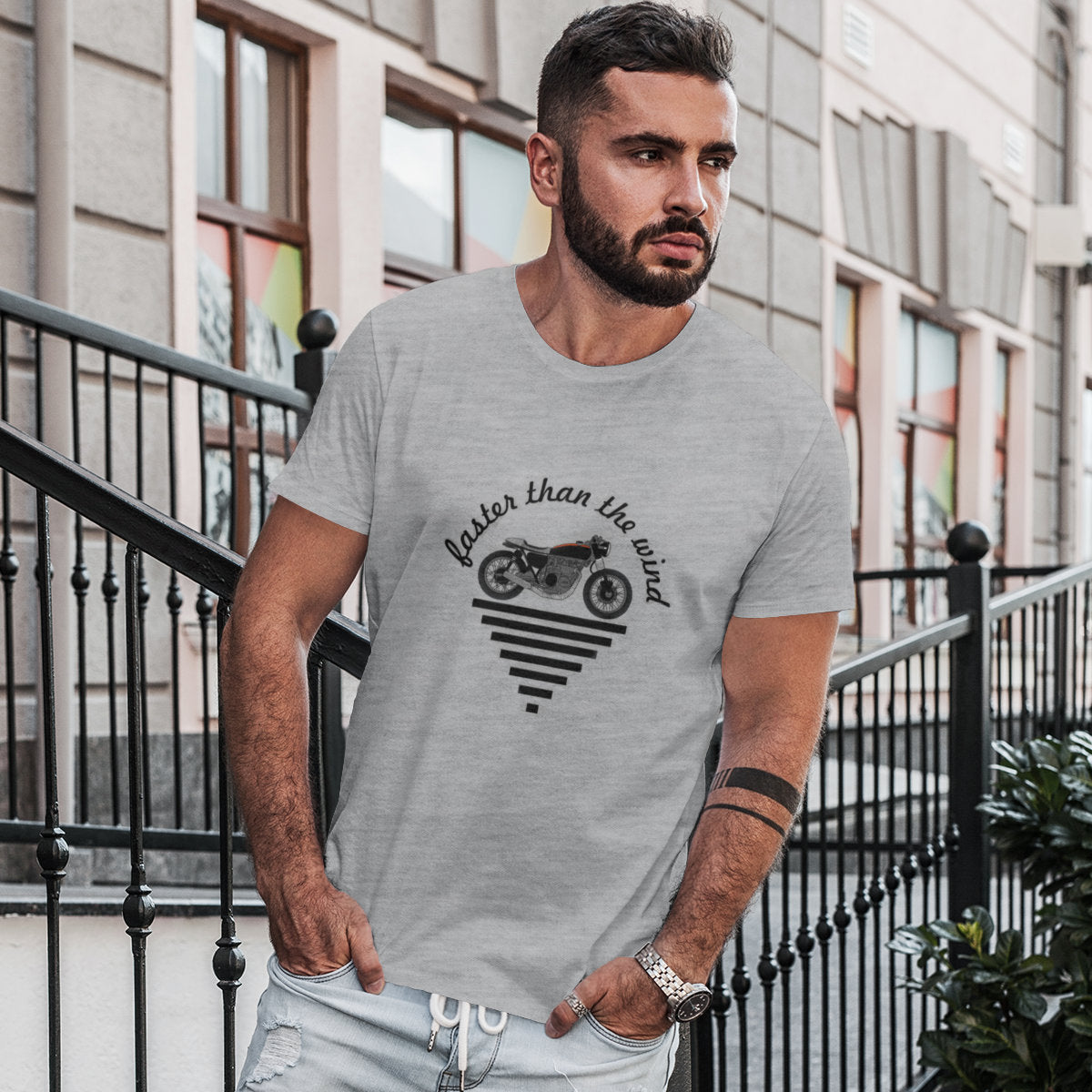 Melange grey T-shirt Faster than the wind