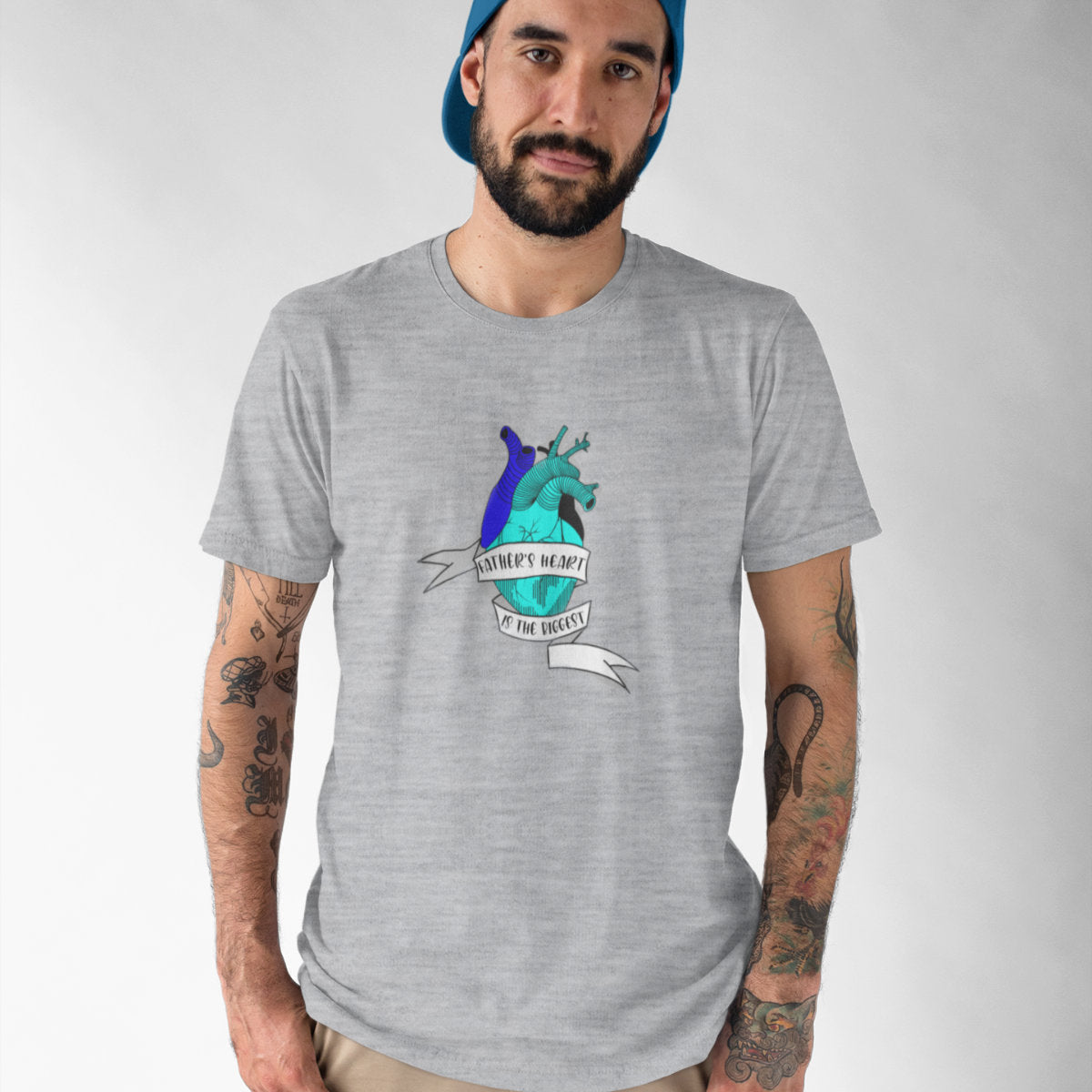 Šedé melírované tričko „The Father's Heart“