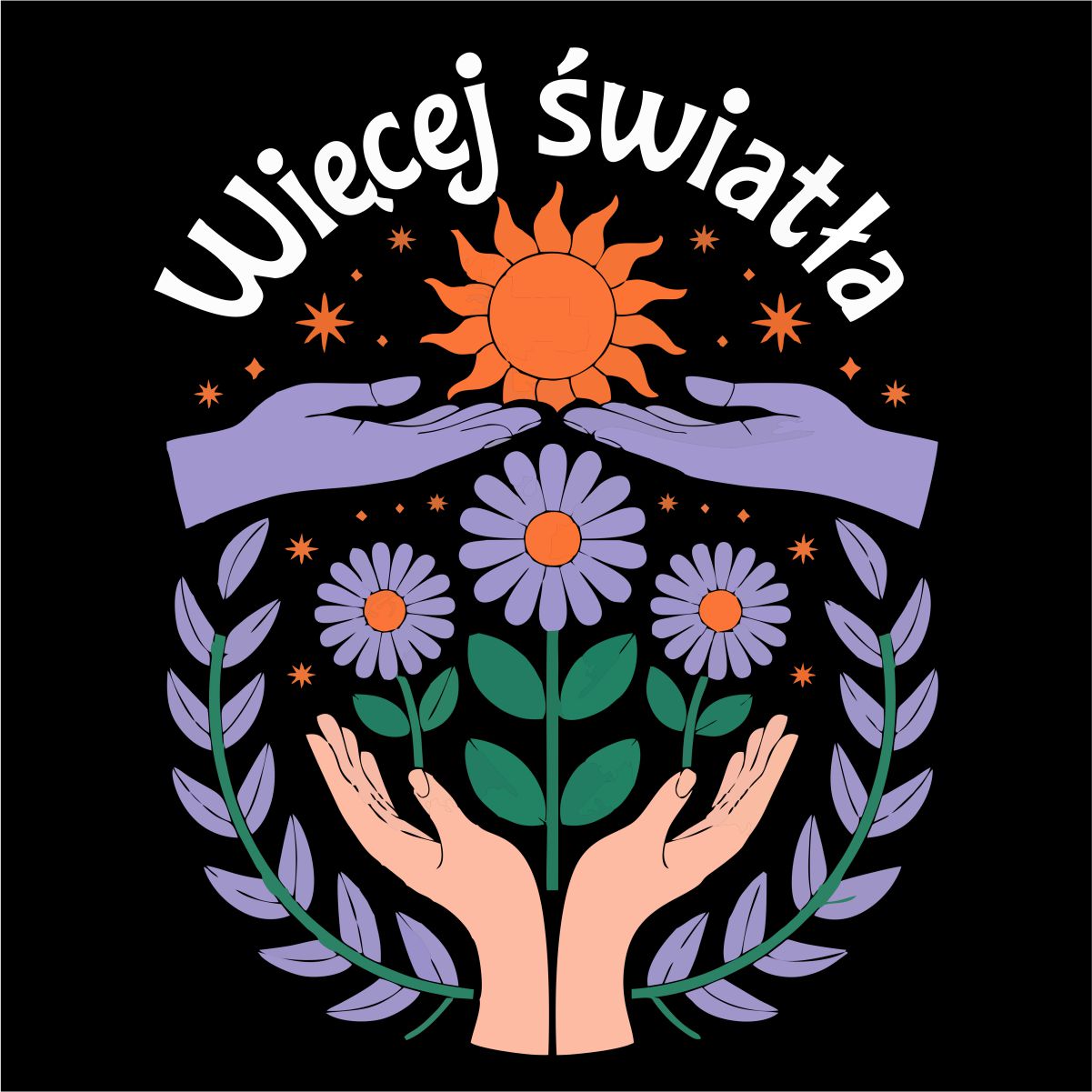 Čierne tričko s potlačou na chrbte „Viac svetla“