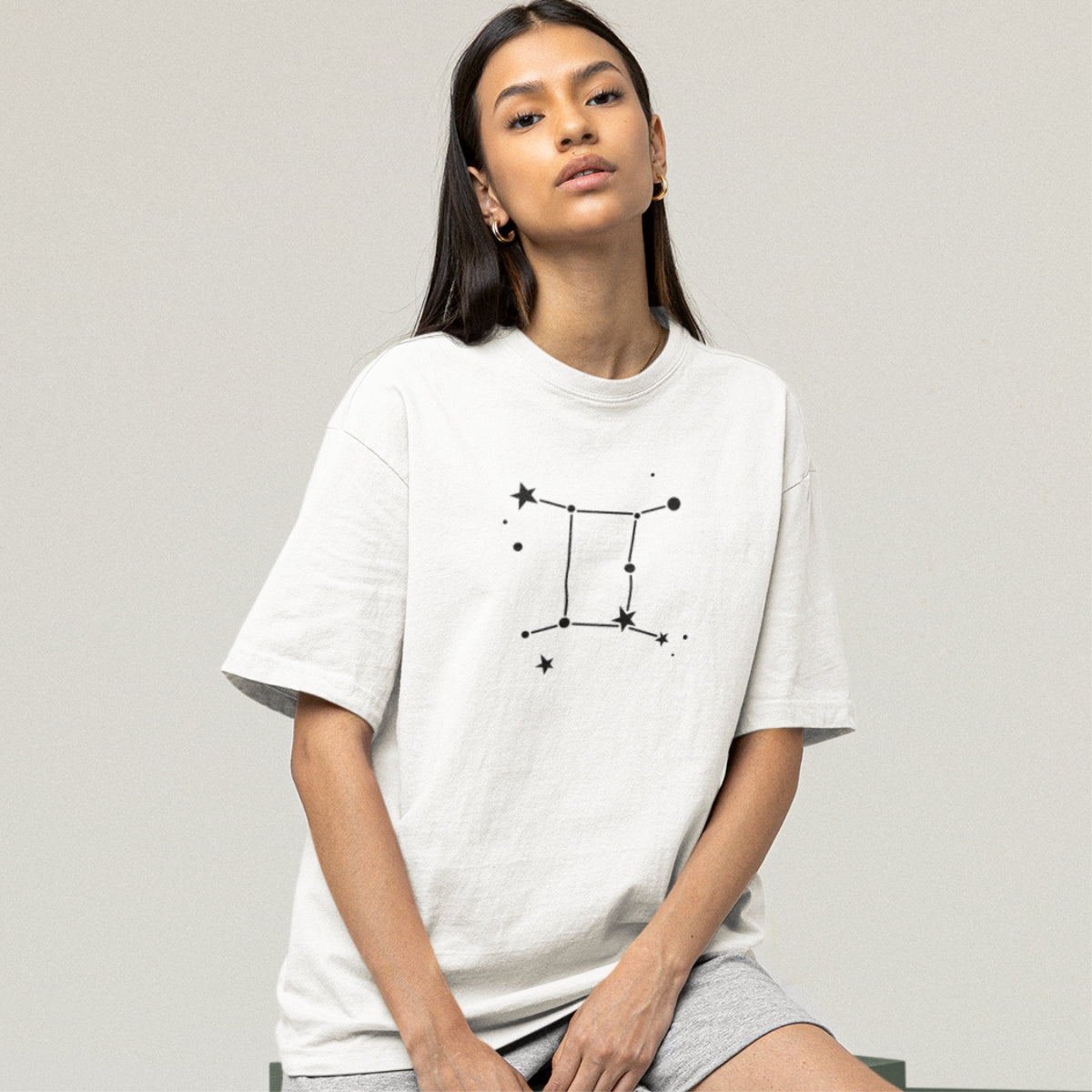 Valge UNISEX T-särk Tähtkuju Kaksikud