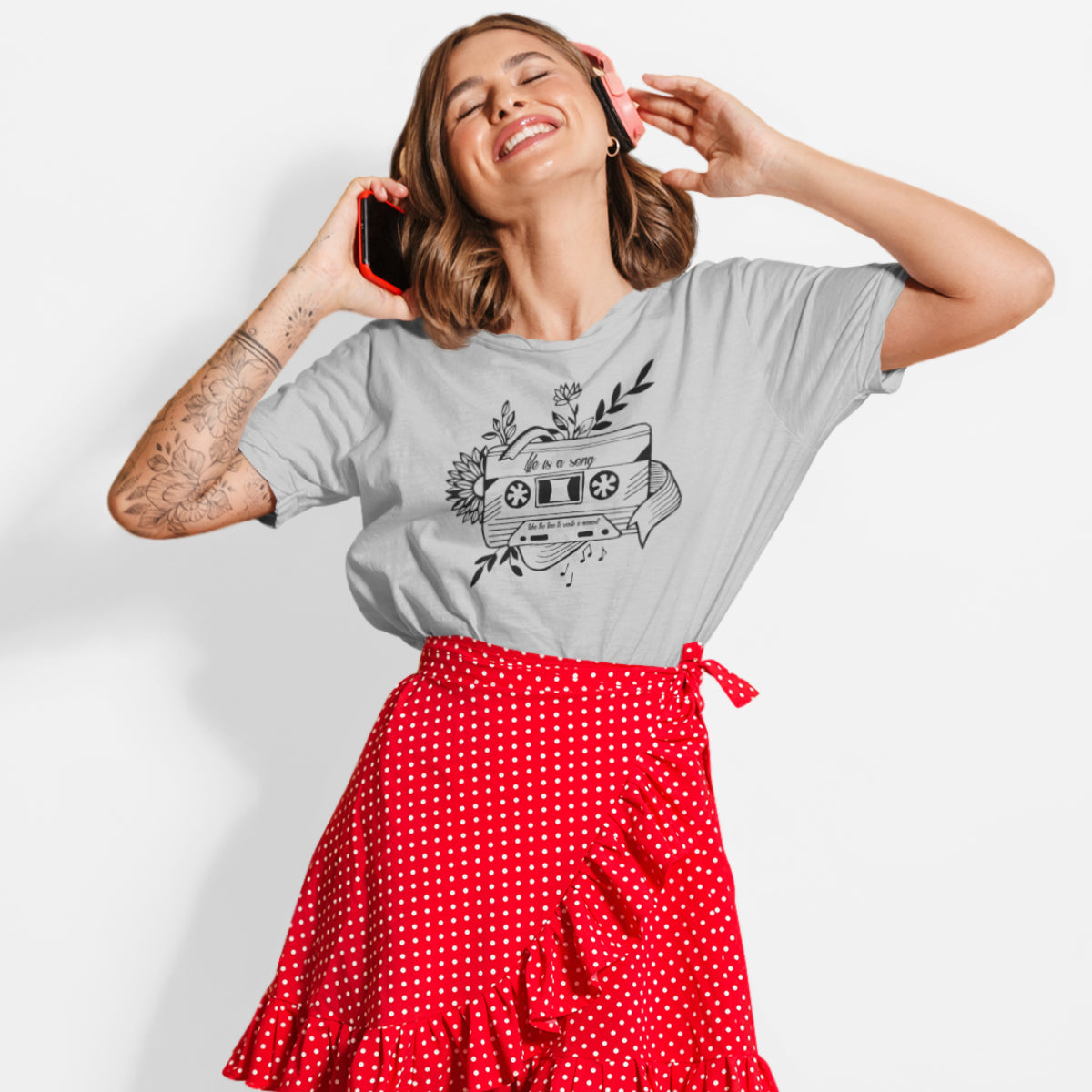 Grau meliertes Band für T-Shirts