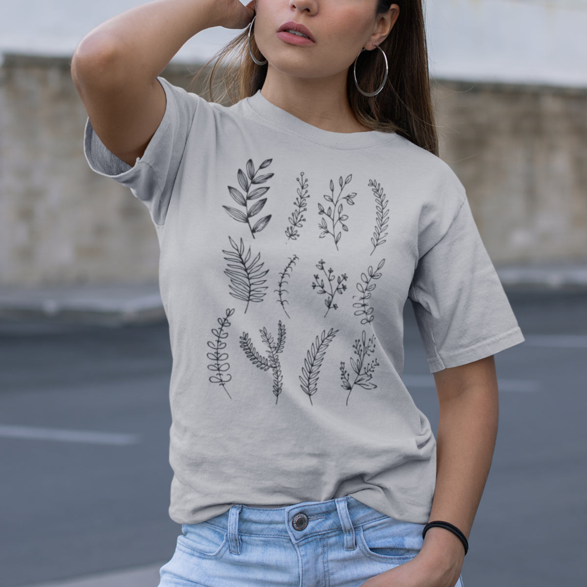 Grau meliertes T-Shirt Naturmotive