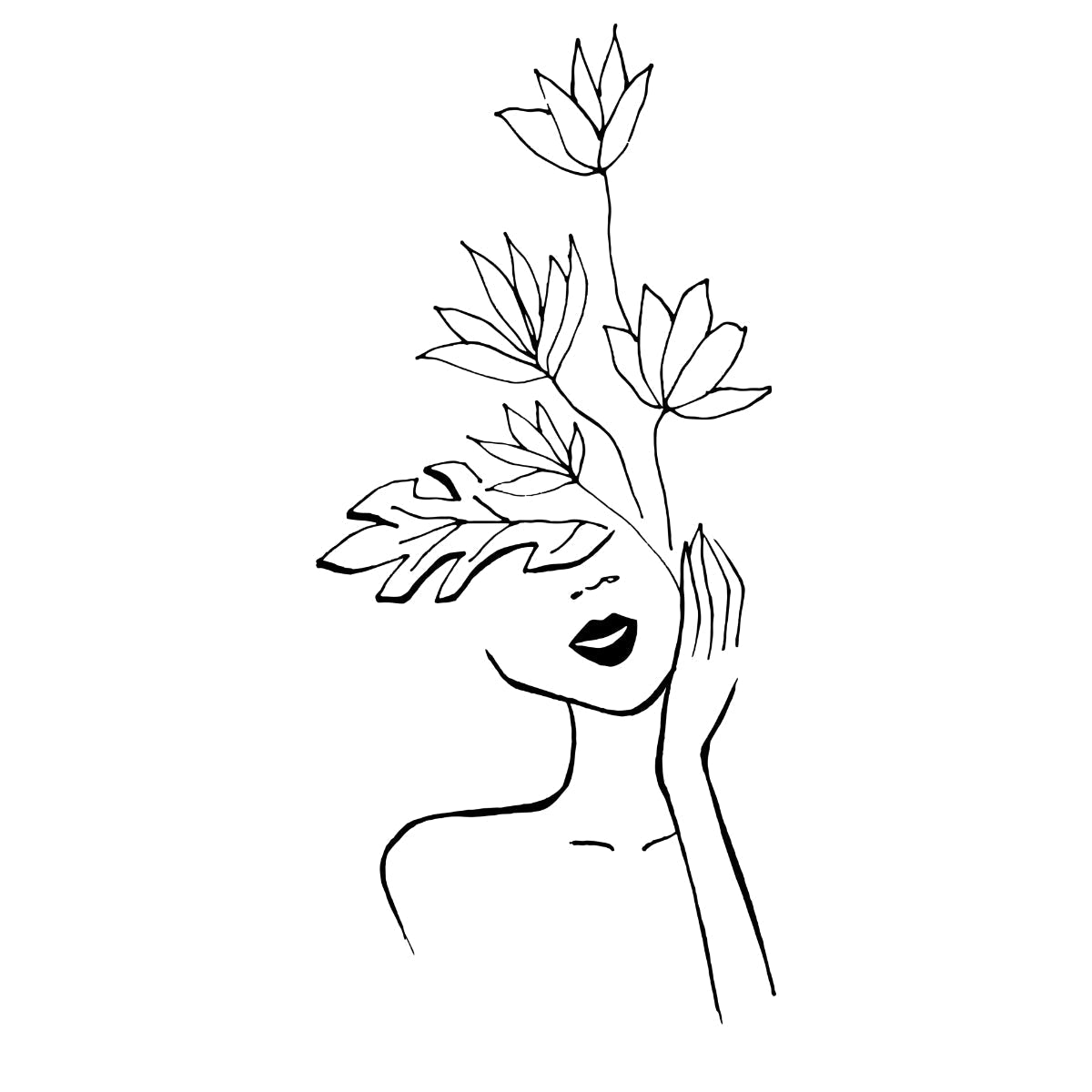 Biele tričko „Girl with Flowers“