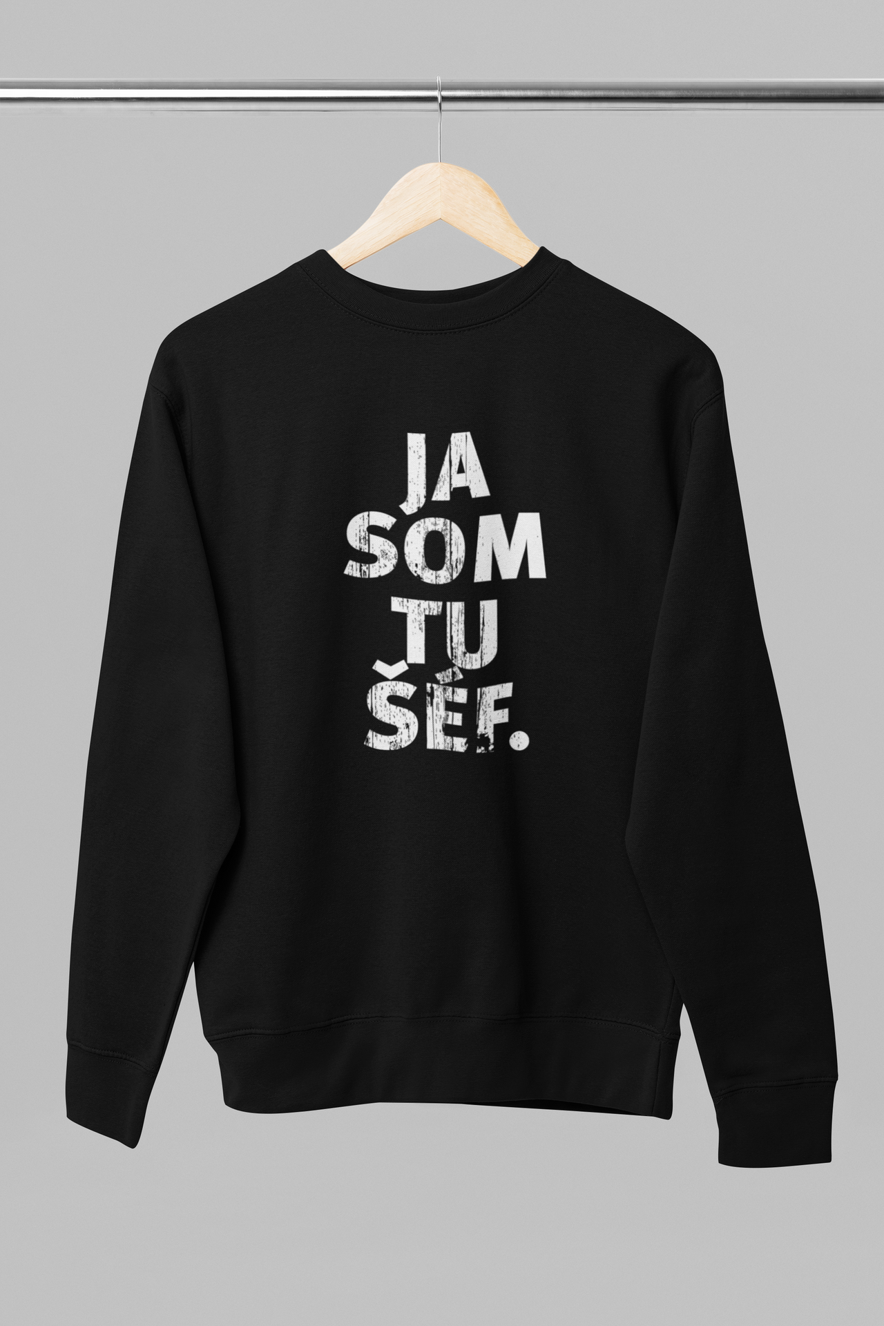 Čierna unisex mikina bez kapucne "Ja som tu šéf"