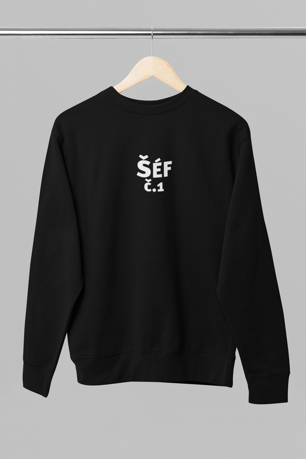 Čierna unisex mikina bez kapucne "Šéf č. 1"