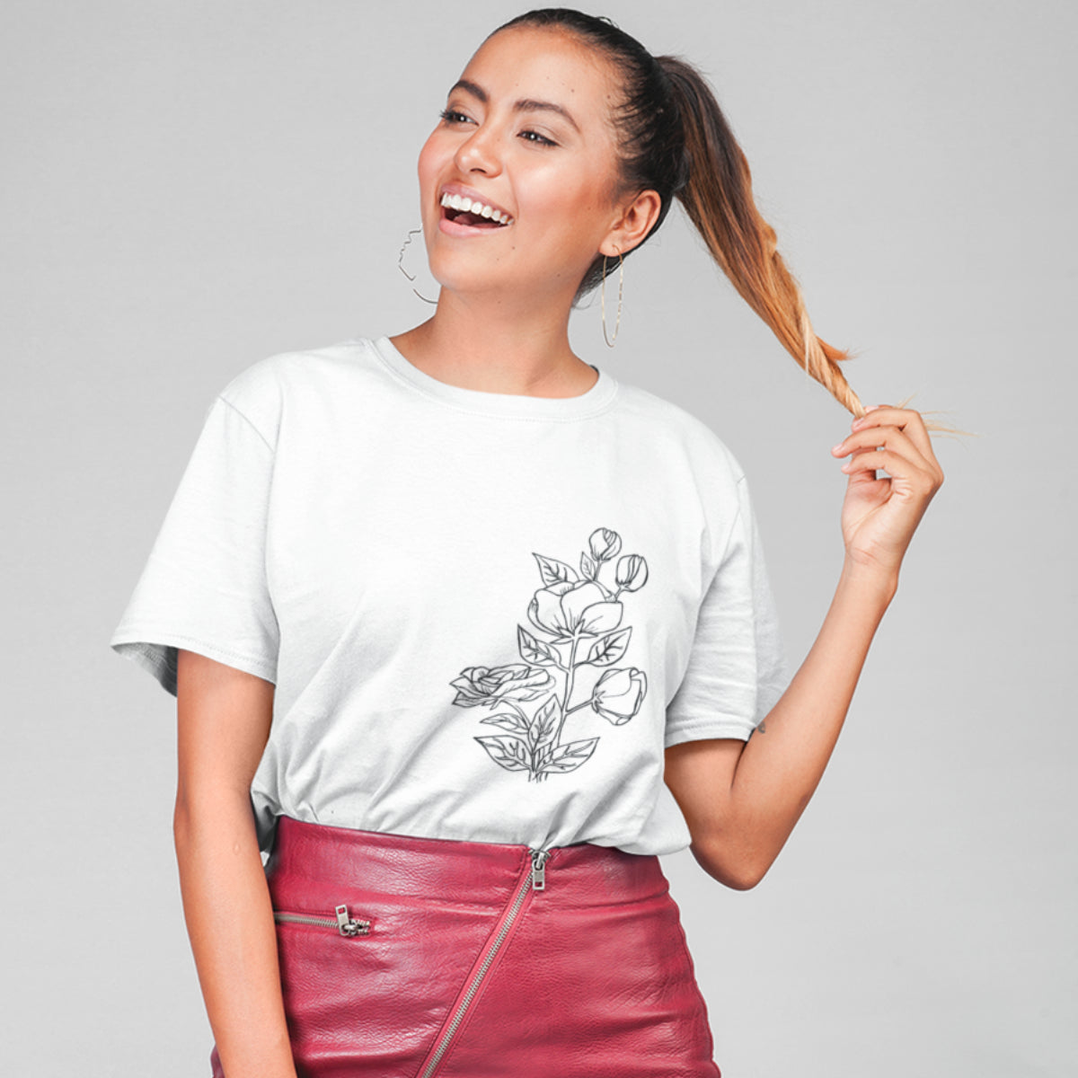 Biele tričko „Twig of a Rose“
