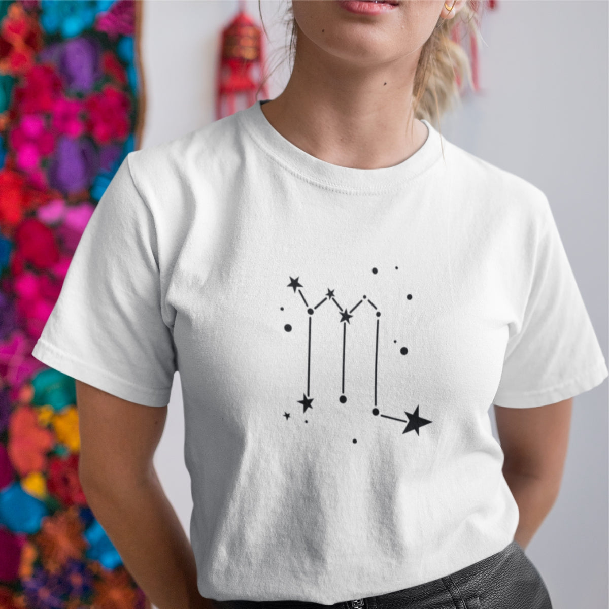 Valge UNISEX T-särk Tähtkuju Skorpion